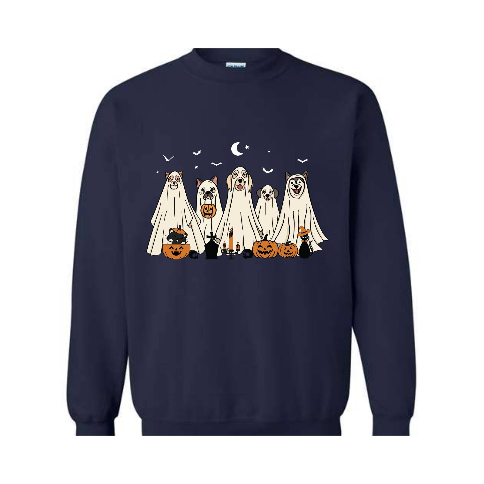 Halloween Dog Sweatshirt, Ghost Dog Sweatshirt, Halloween Sweater