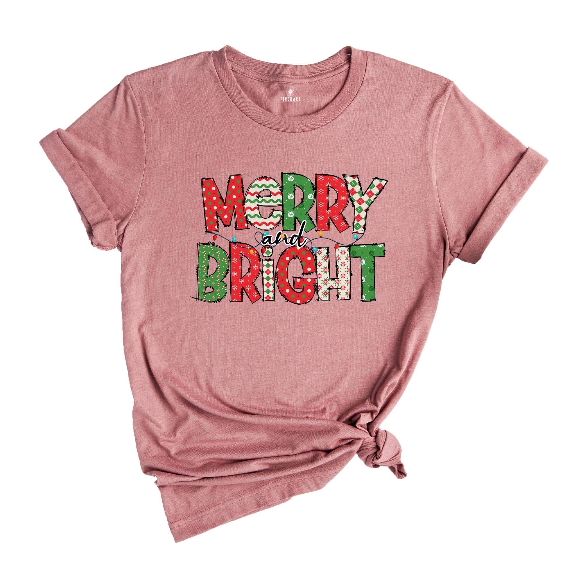 Merry and Bright Shirt, Christmas Shirt, Christmas Clothing, Women