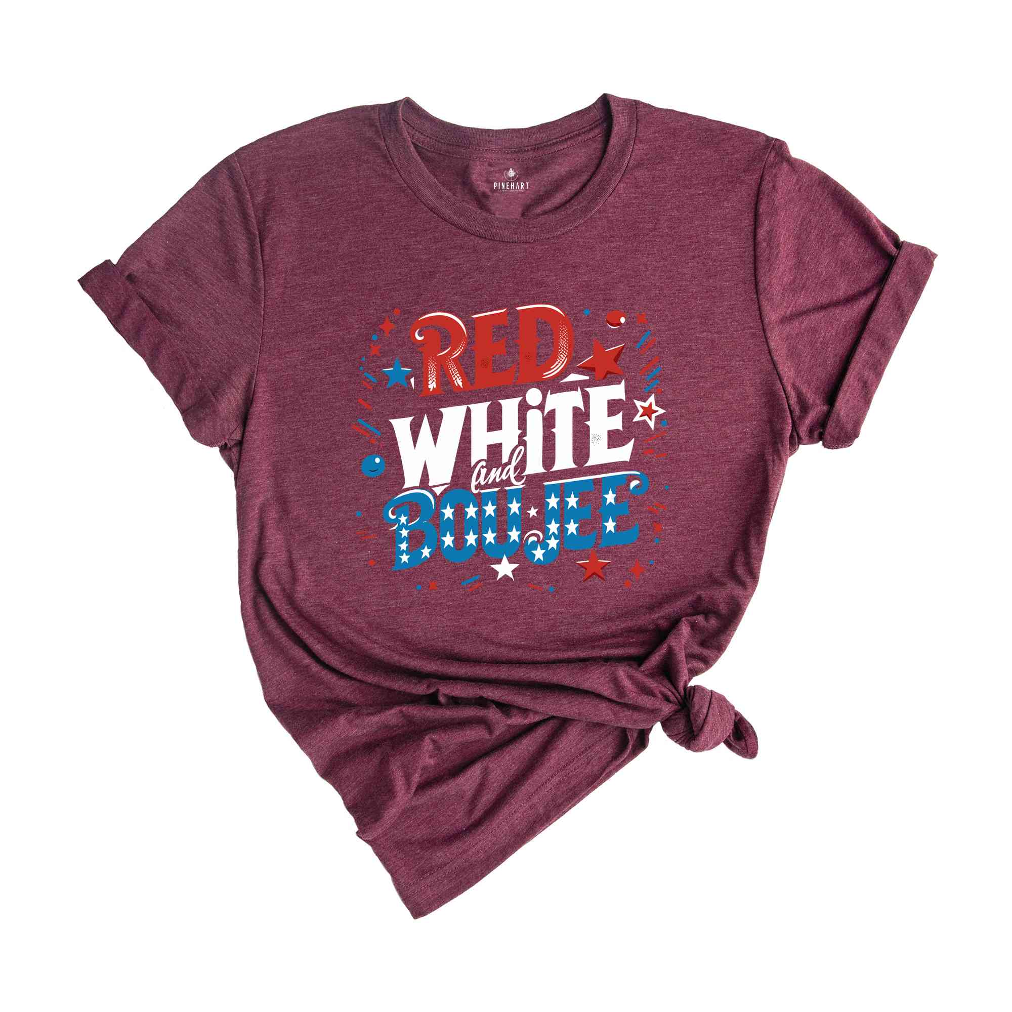 LORSU Women's 'Red White And Boujee' Patriotic T-Shirt - Distressed American Flag Print, 4th Of July Tee (White, M) - View #10