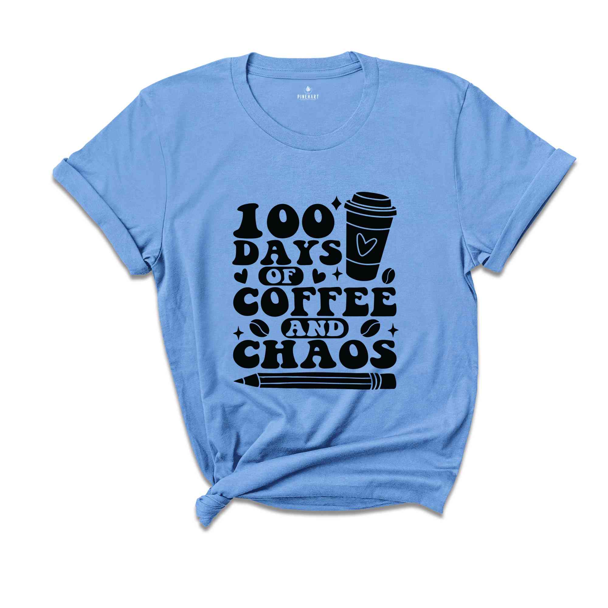 100 Days of Coffee And Chaos T-Shirt, Funny Teacher Shirt , 100th Day Of School Teacher Shirt, Back to School Shirt