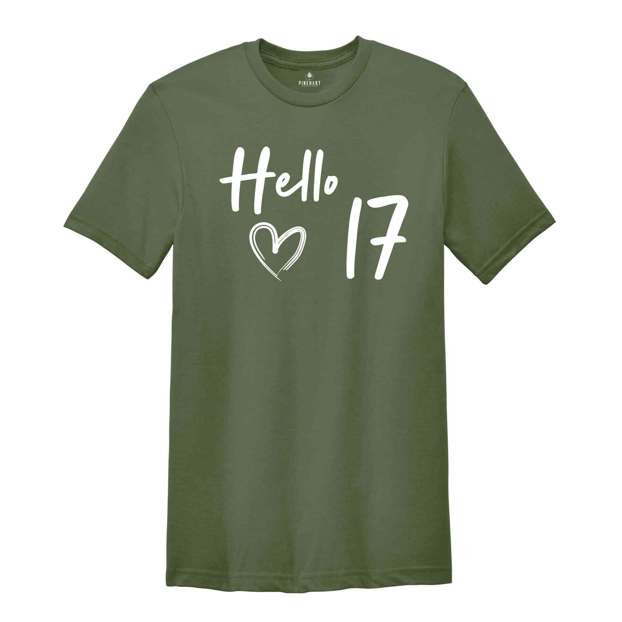 17th Birthday Shirt, Hello 17 T-Shirt, Born in 2008 shirt, 17th Birthday Gift, Eighteen And Fabulous, 2008 Birthday Shirt