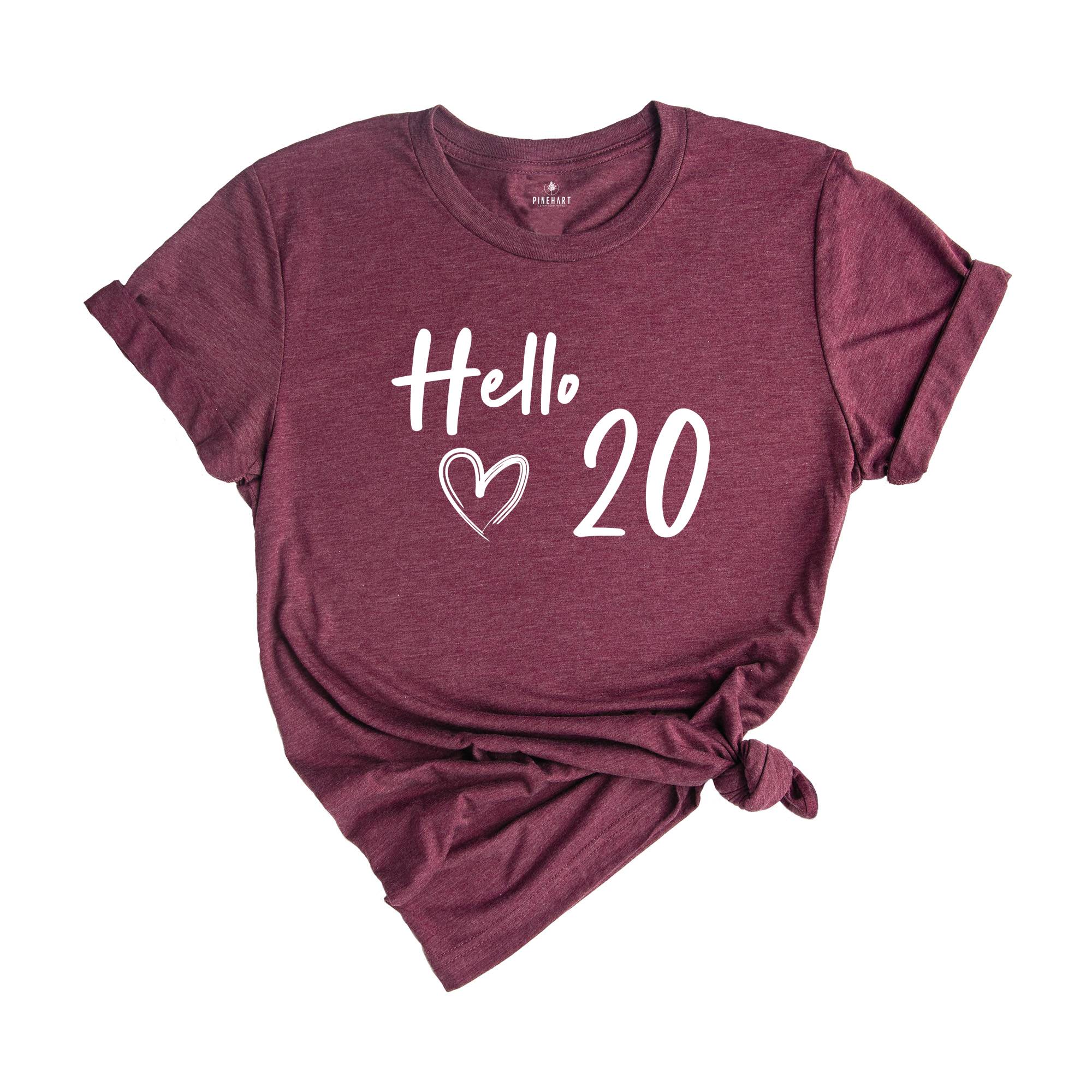 20th Birthday Shirt, Hello 20 T-Shirt, 2005 Birthday Shirt, 20th Birthday Gift, Twenty And Fabulous, 2005 birthday tee