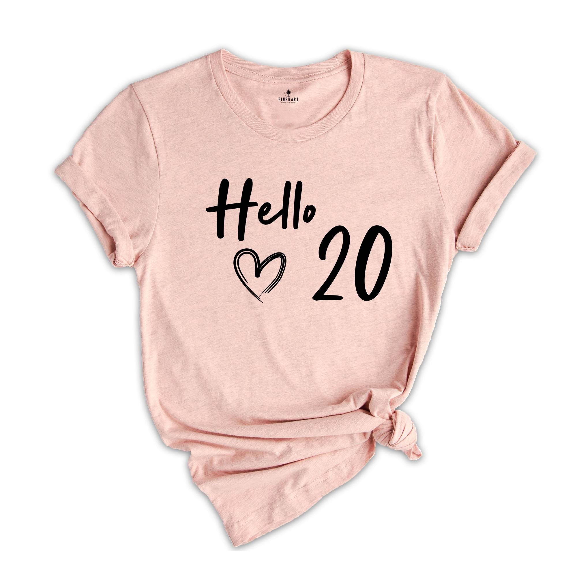 20th Birthday Shirt, Hello 20 T-Shirt, 2005 Birthday Shirt, 20th Birthday Gift, Twenty And Fabulous, 2005 birthday tee