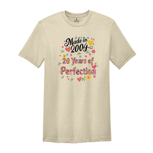 20th Birthday T-Shirt, 2004 T-Shirt, 20th Birthday Gift, Floral Birthday Shirt, Aunt Birthday Gift, Mothers Day Gift
