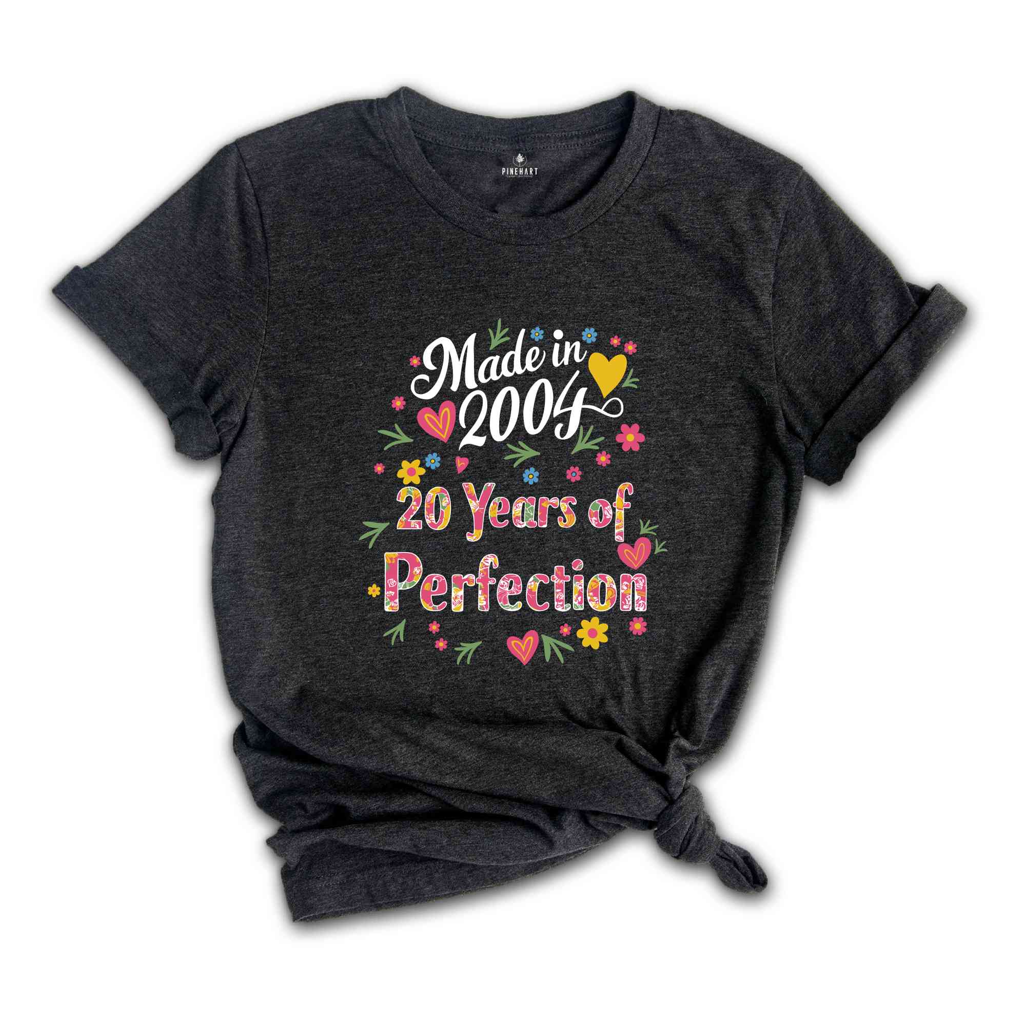 20th Birthday T-Shirt, 2004 T-Shirt, 20th Birthday Gift, Floral Birthday Shirt, Aunt Birthday Gift, Mothers Day Gift