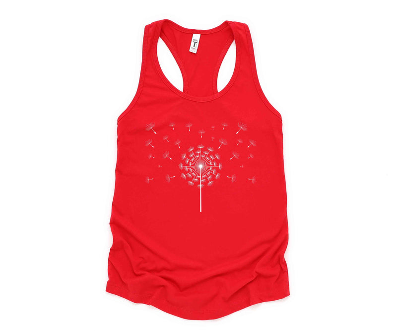 37500-Dandelion Tank Top, Flower Tank Top, Floral Tank Top, Summer Tank Top, Nature Tank Top, Yoga Dandelion Tank Top, Scattered Dandelion Top