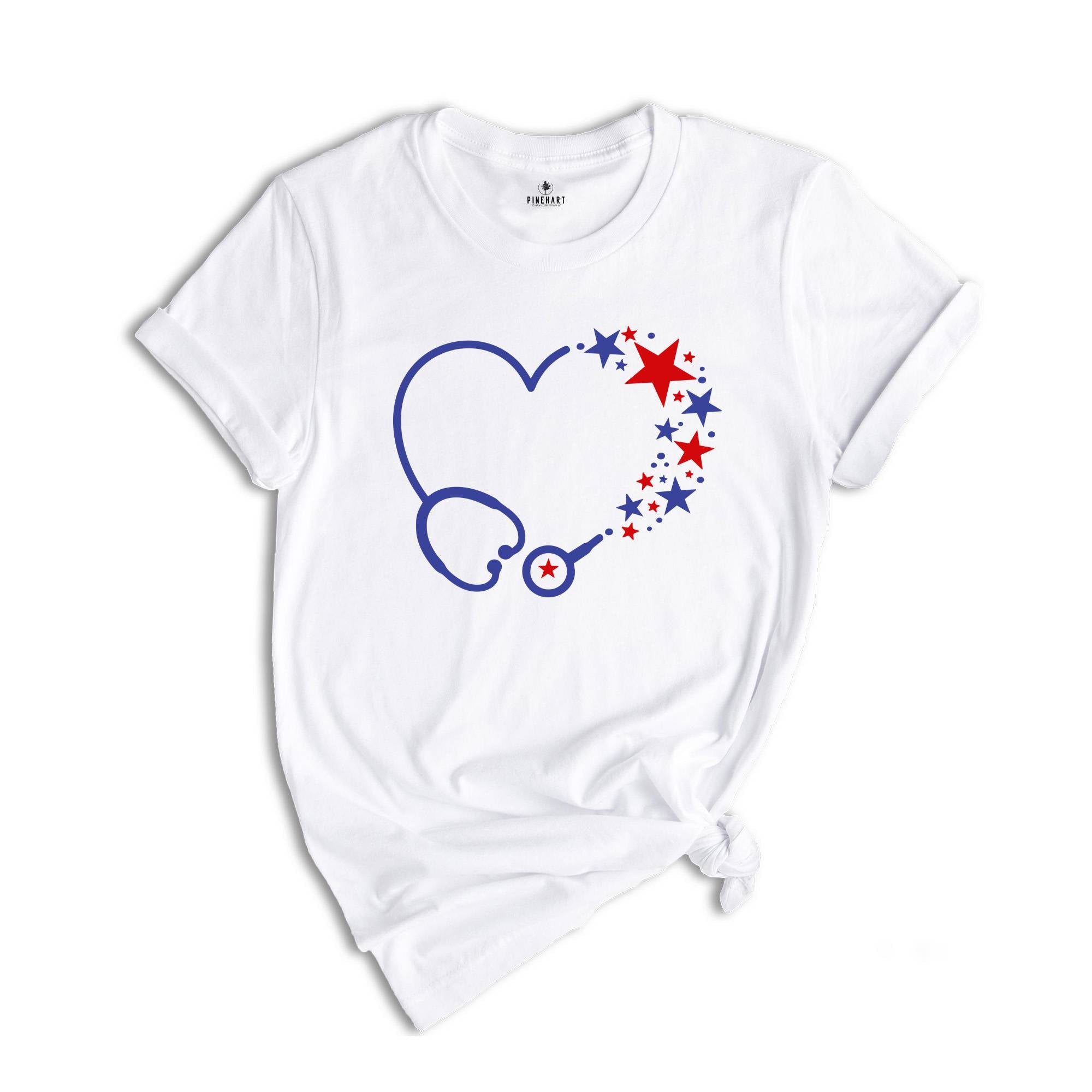 4th of July Stethoscope Shirt, American Nurse T-shirt, American Party Nursing Tee, Nurse Appreciation, Nurse Team Gift