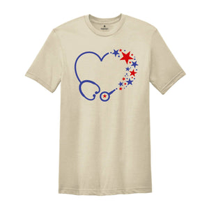 4th of July Stethoscope Shirt, American Nurse T-shirt, American Party Nursing Tee, Nurse Appreciation, Nurse Team Gift