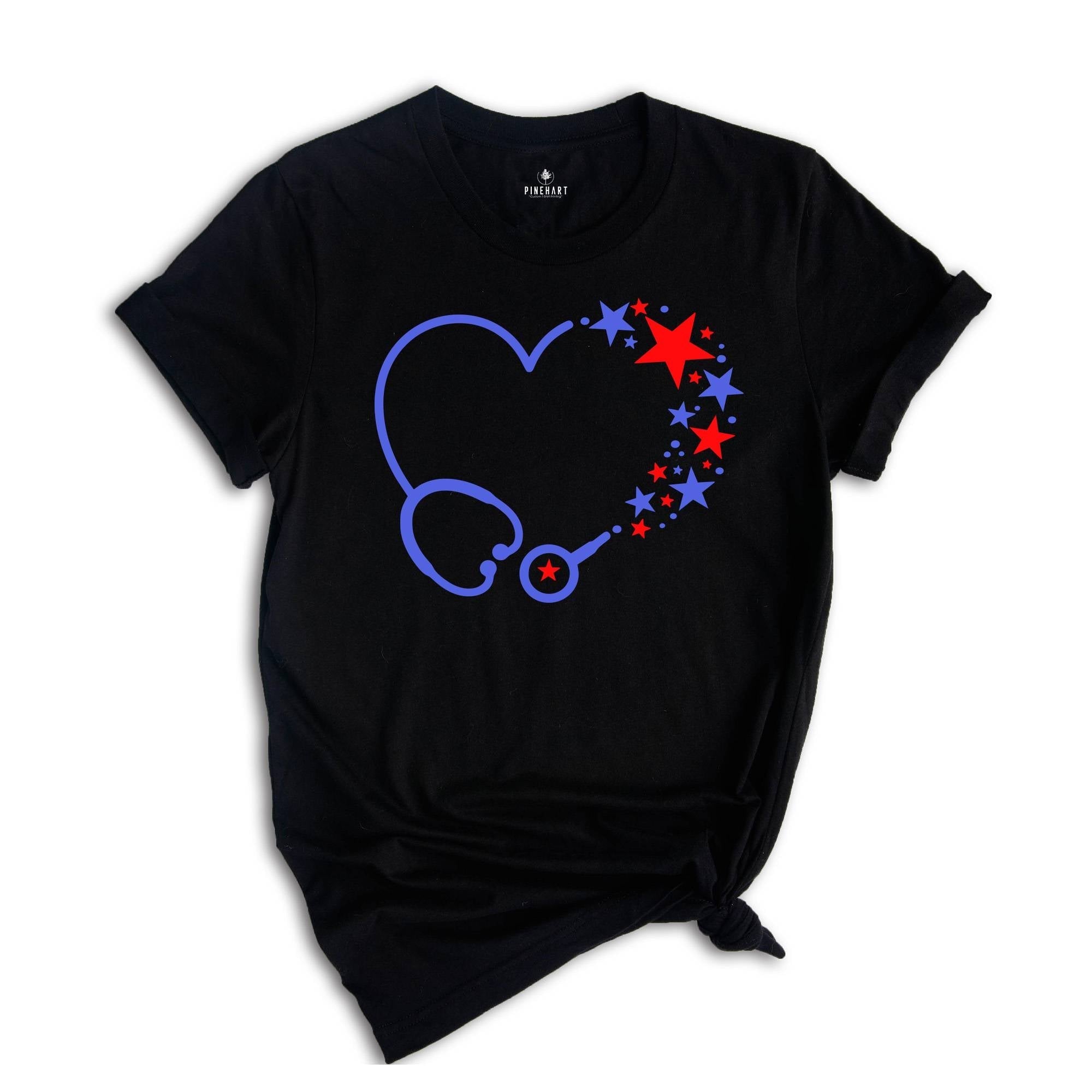 4th of July Stethoscope Shirt, American Nurse T-shirt, American Party Nursing Tee, Nurse Appreciation, Nurse Team Gift