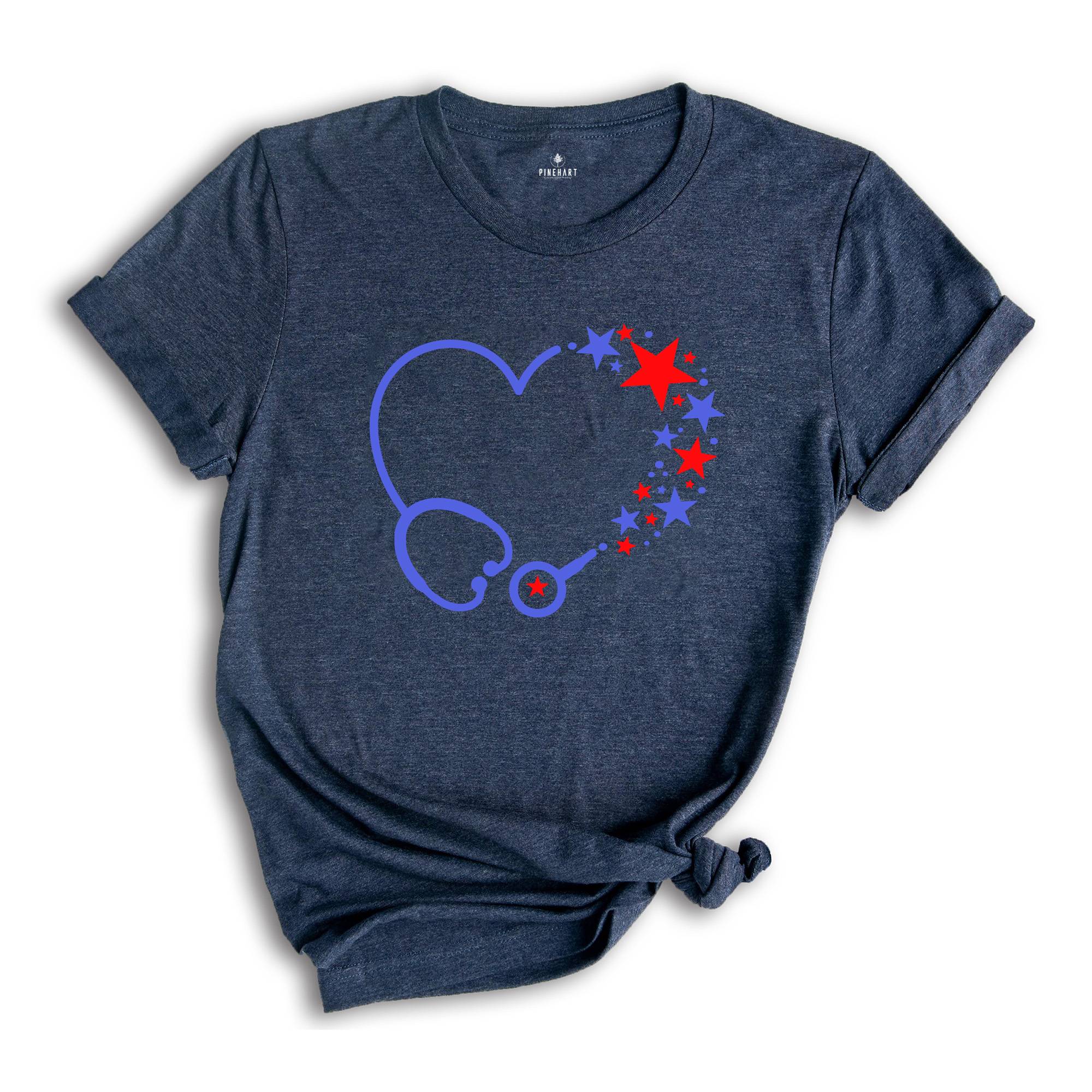 4th of July Stethoscope Shirt, American Nurse T-shirt, American Party Nursing Tee, Nurse Appreciation, Nurse Team Gift