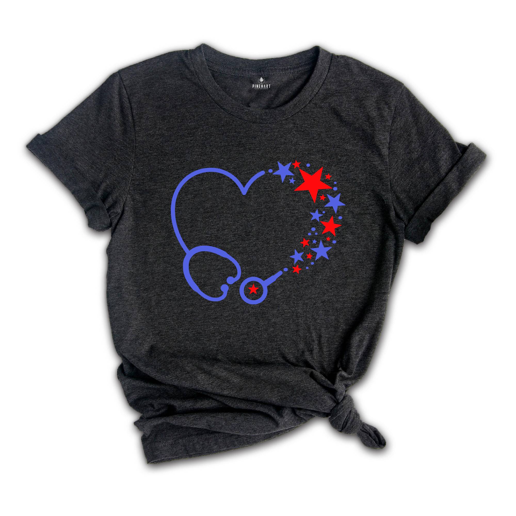 4th of July Stethoscope Shirt, American Nurse T-shirt, American Party Nursing Tee, Nurse Appreciation, Nurse Team Gift