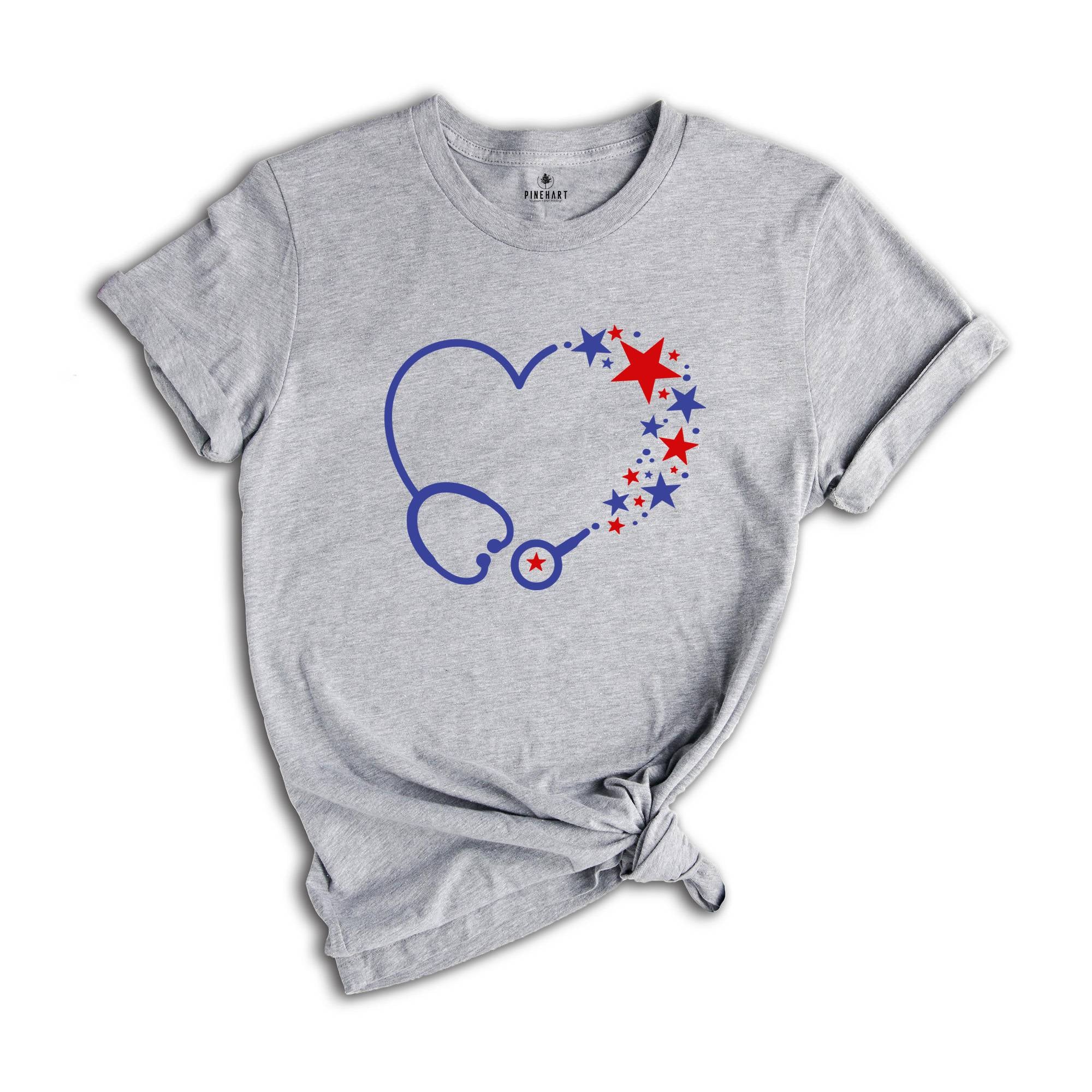 4th of July Stethoscope Shirt, American Nurse T-shirt, American Party Nursing Tee, Nurse Appreciation, Nurse Team Gift