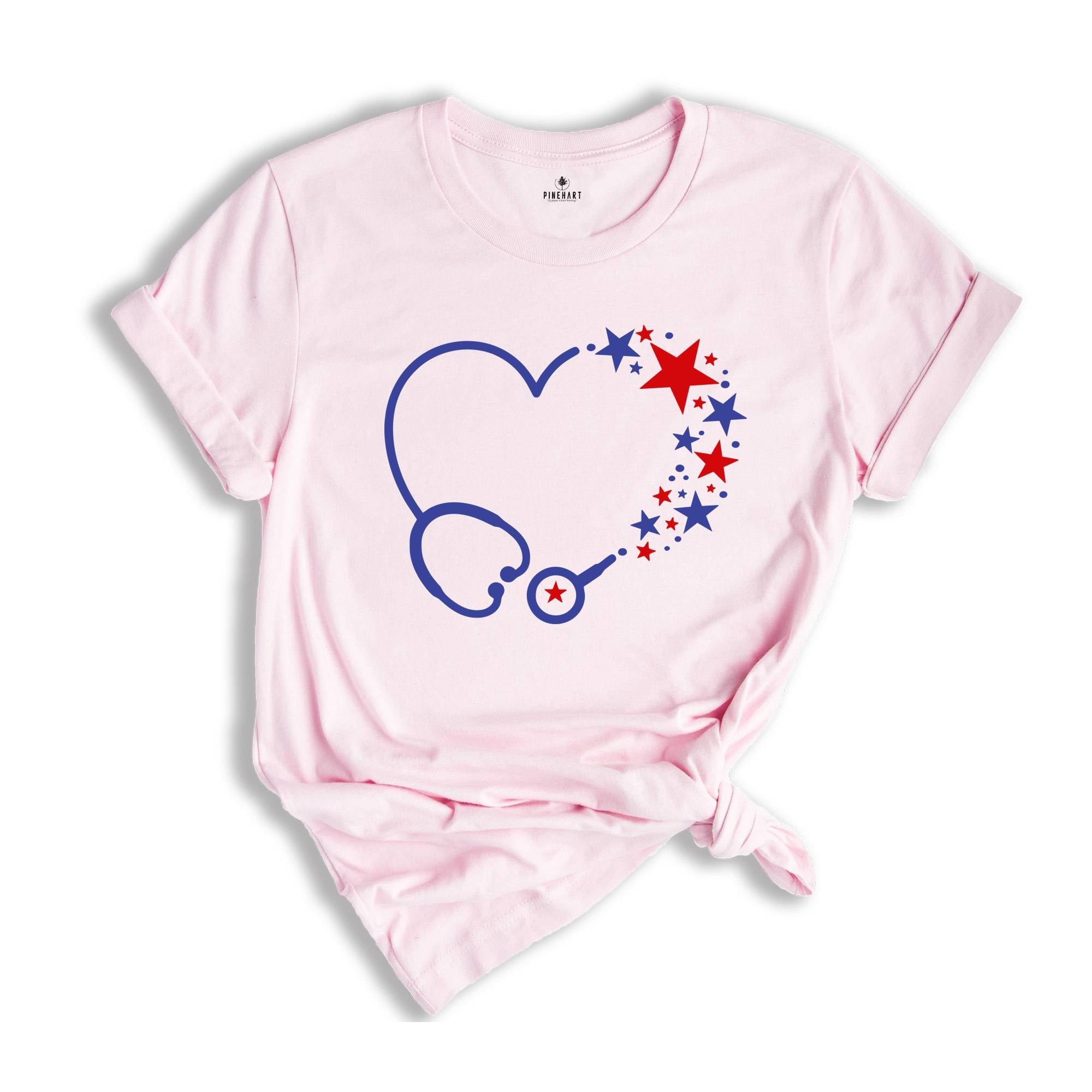 4th of July Stethoscope Shirt, American Nurse T-shirt, American Party Nursing Tee, Nurse Appreciation, Nurse Team Gift
