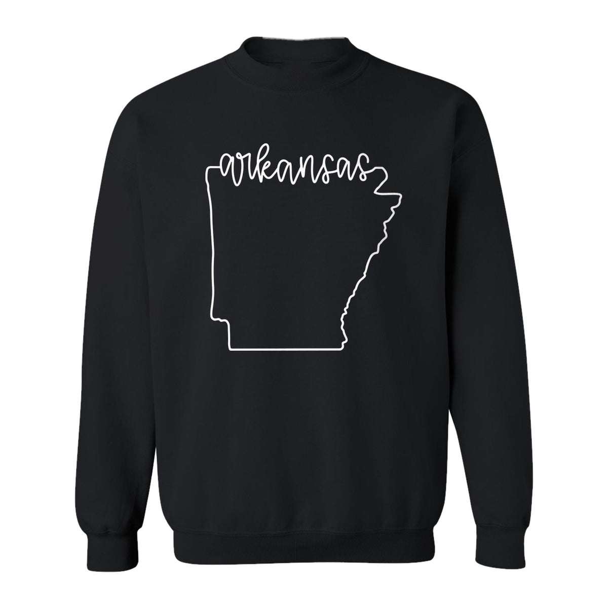 Arkansas Sweatshirt, Script Lettering with State Outline Map for Hometown Pride and Travel