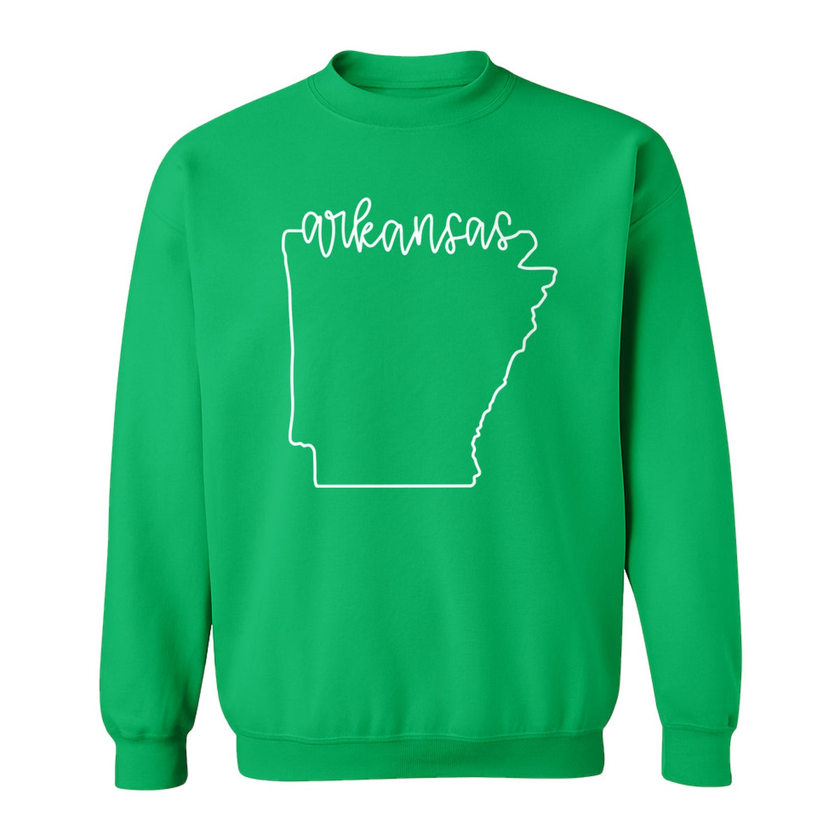 Arkansas Sweatshirt, Script Lettering with State Outline Map for Hometown Pride and Travel