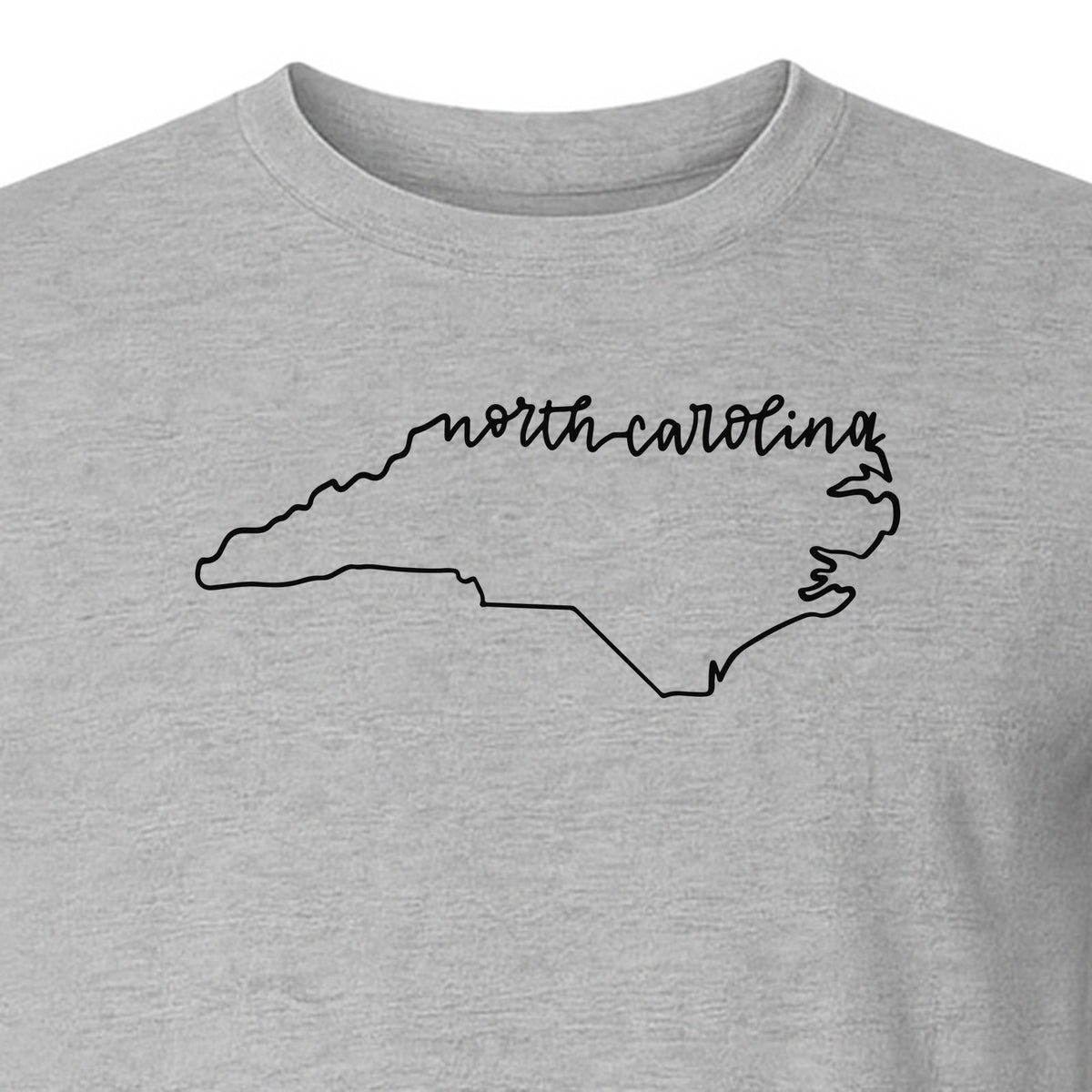 North Carolina T-Shirt, Script State Outline Map for Residents, Visitors and Road Trip Souvenirs