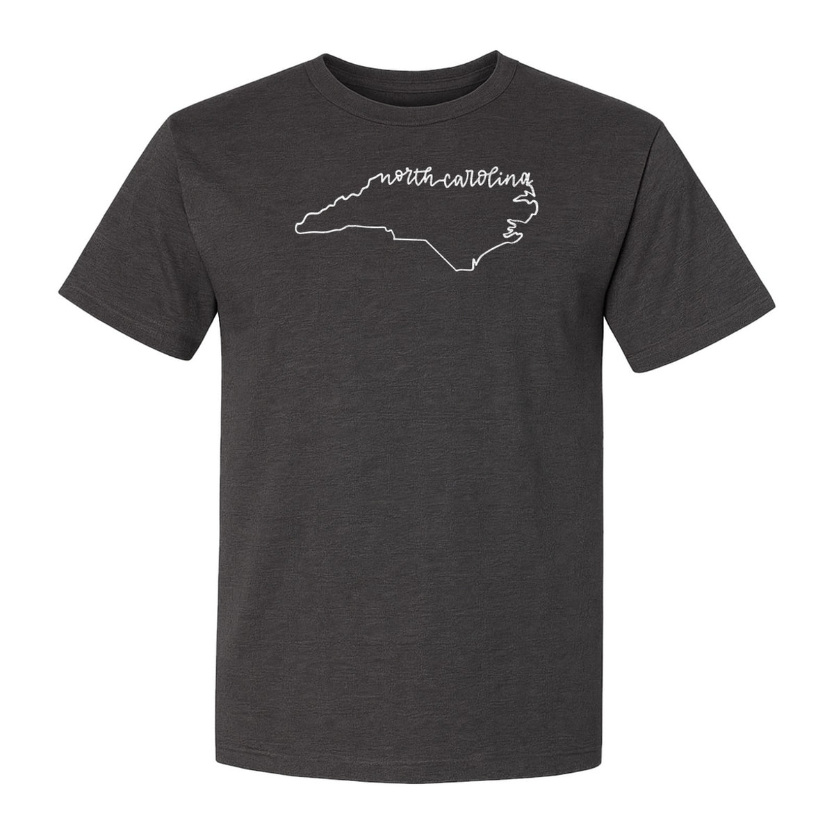 North Carolina T-Shirt, Script State Outline Map for Residents, Visitors and Road Trip Souvenirs