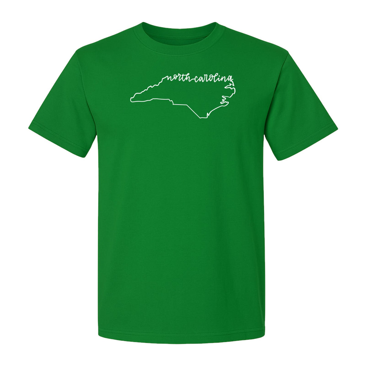 North Carolina T-Shirt, Script State Outline Map for Residents, Visitors and Road Trip Souvenirs