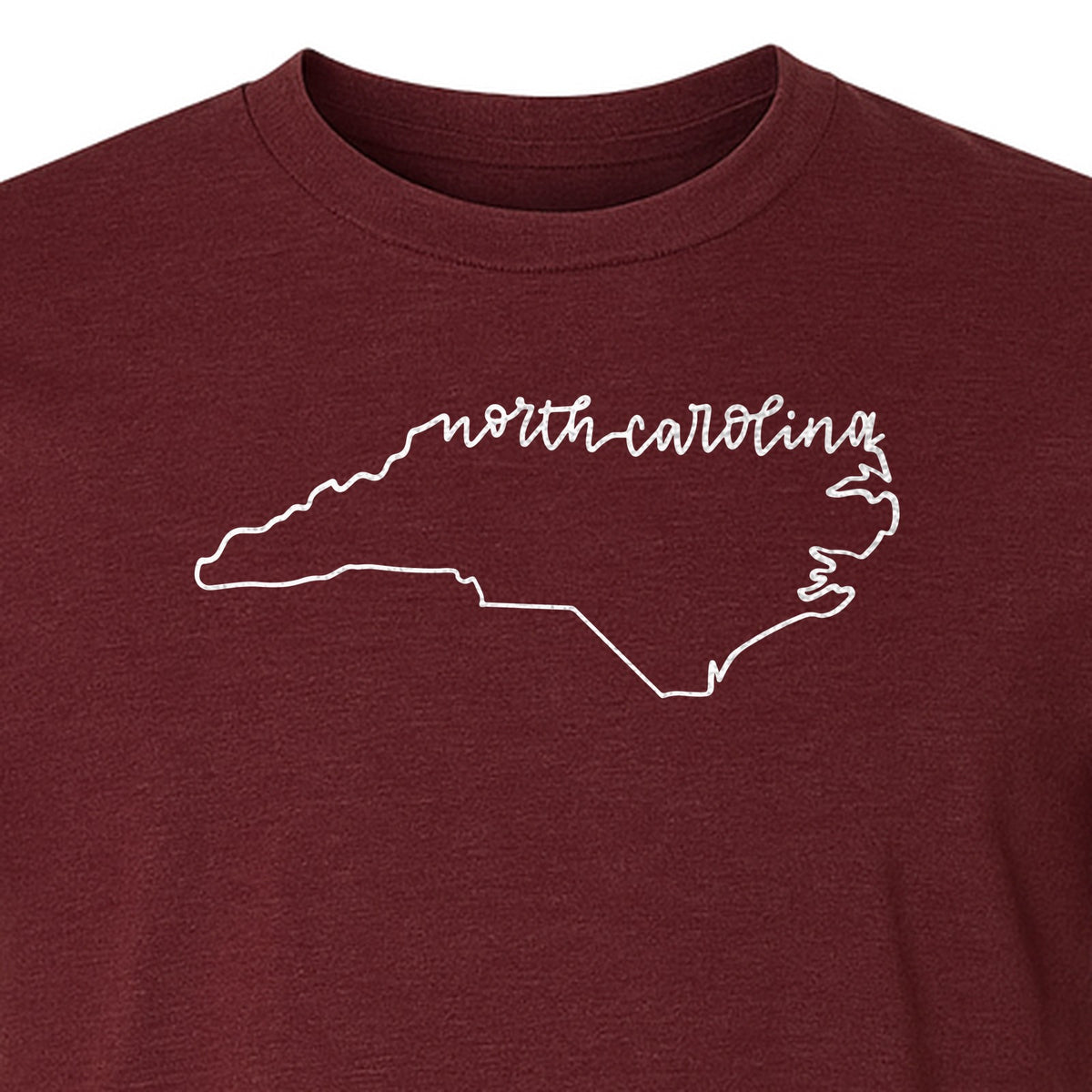 North Carolina T-Shirt, Script State Outline Map for Residents, Visitors and Road Trip Souvenirs