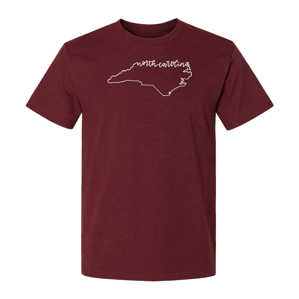 North Carolina T-Shirt, Script State Outline Map for Residents, Visitors and Road Trip Souvenirs