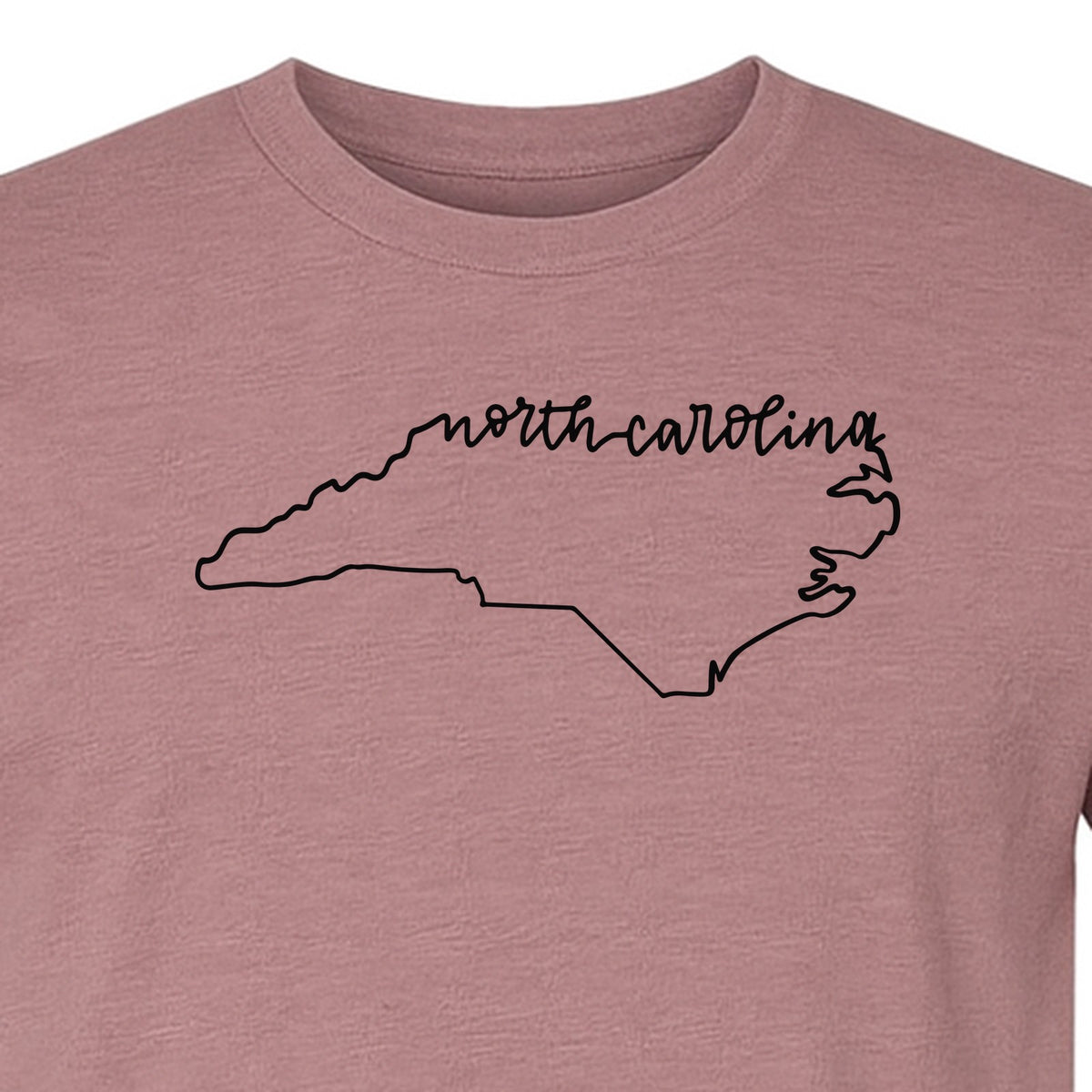 North Carolina T-Shirt, Script State Outline Map for Residents, Visitors and Road Trip Souvenirs