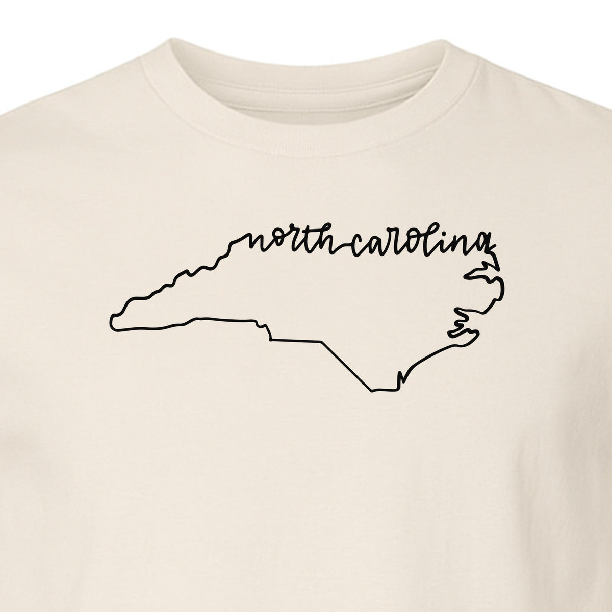 North Carolina T-Shirt, Script State Outline Map for Residents, Visitors and Road Trip Souvenirs
