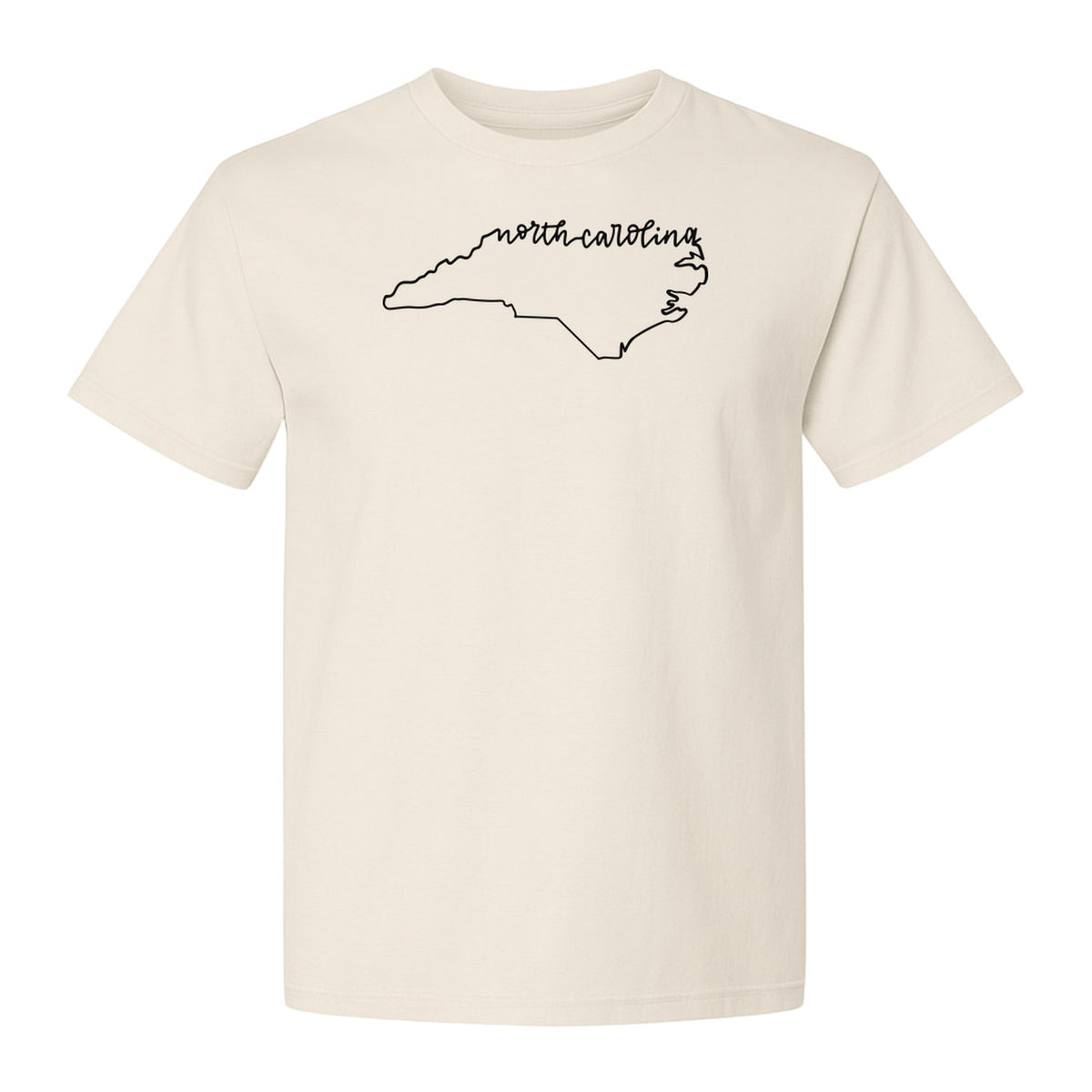 North Carolina T-Shirt, Script State Outline Map for Residents, Visitors and Road Trip Souvenirs