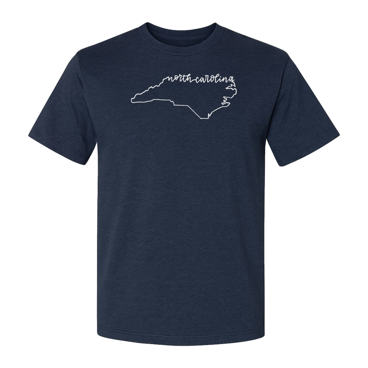 North Carolina T-Shirt, Script State Outline Map for Residents, Visitors and Road Trip Souvenirs