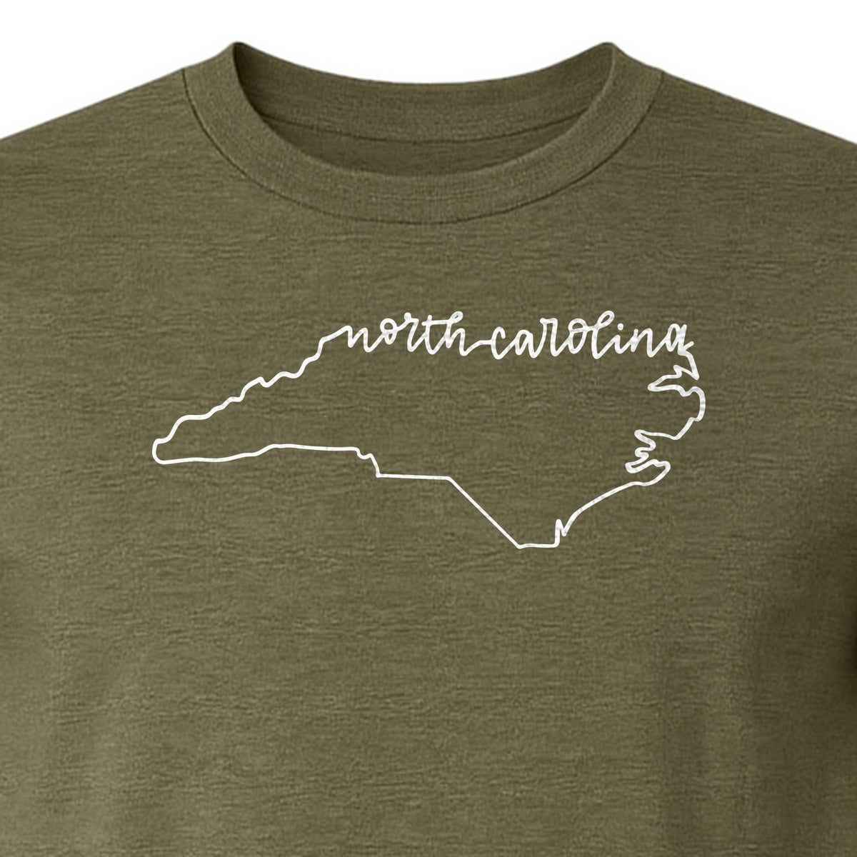 North Carolina T-Shirt, Script State Outline Map for Residents, Visitors and Road Trip Souvenirs