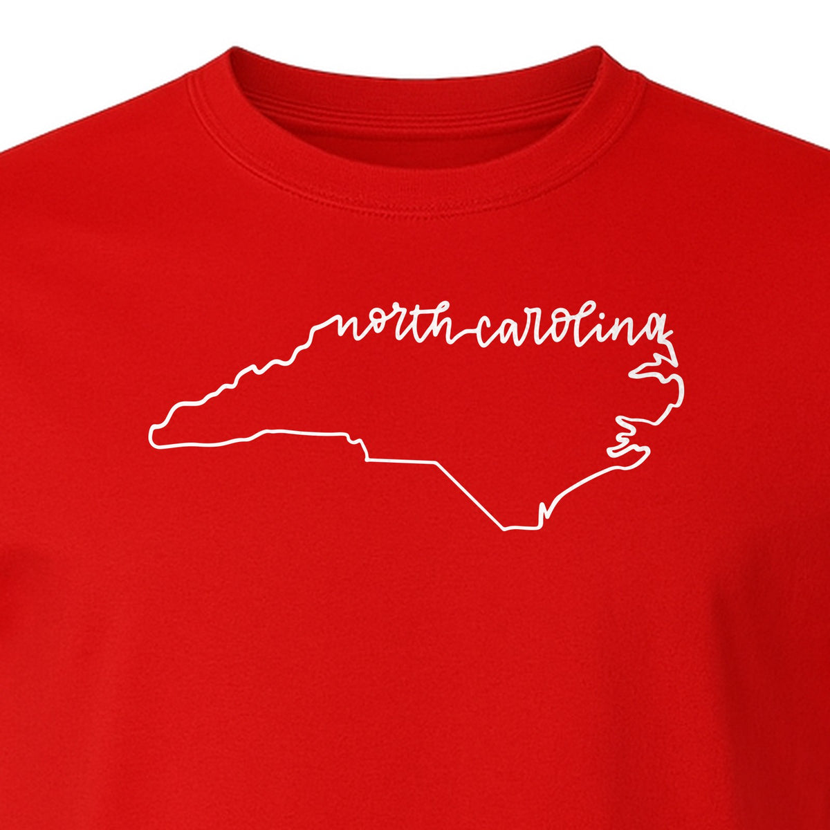 North Carolina T-Shirt, Script State Outline Map for Residents, Visitors and Road Trip Souvenirs