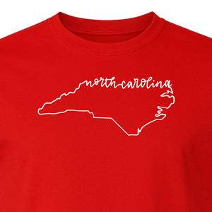 North Carolina T-Shirt, Script State Outline Map for Residents, Visitors and Road Trip Souvenirs