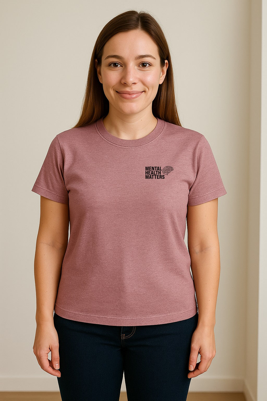 Mental Health Matters T-Shirt, Small Brain Pocket Design for Therapy Support and Self Care