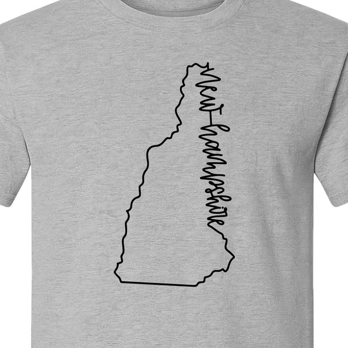 New Hampshire T-Shirt, Outline State Map Script Design for Travel and Home Pride