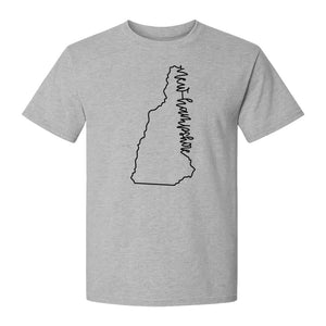 New Hampshire T-Shirt, Outline State Map Script Design for Travel and Home Pride