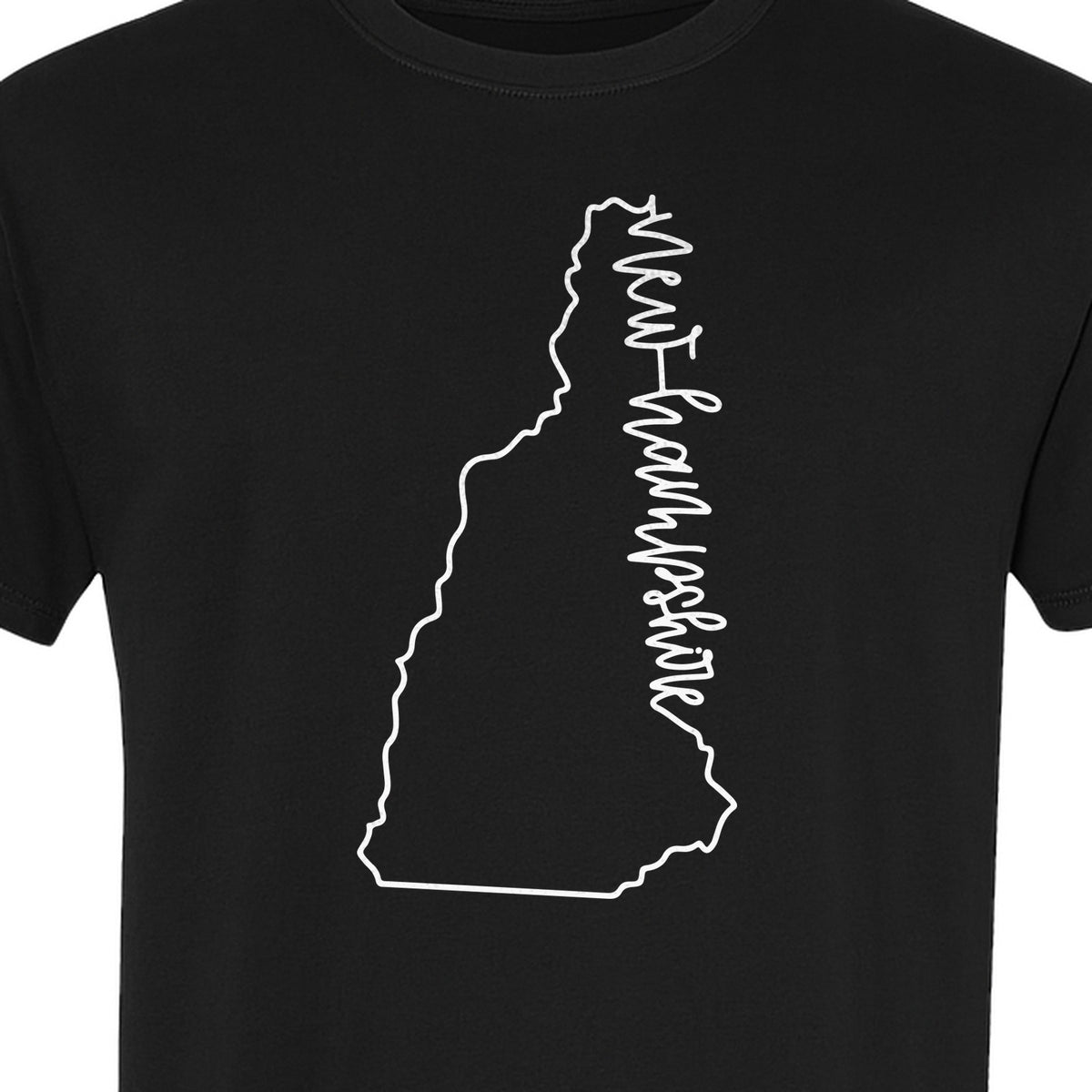 New Hampshire T-Shirt, Outline State Map Script Design for Travel and Home Pride
