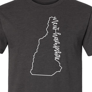 New Hampshire T-Shirt, Outline State Map Script Design for Travel and Home Pride