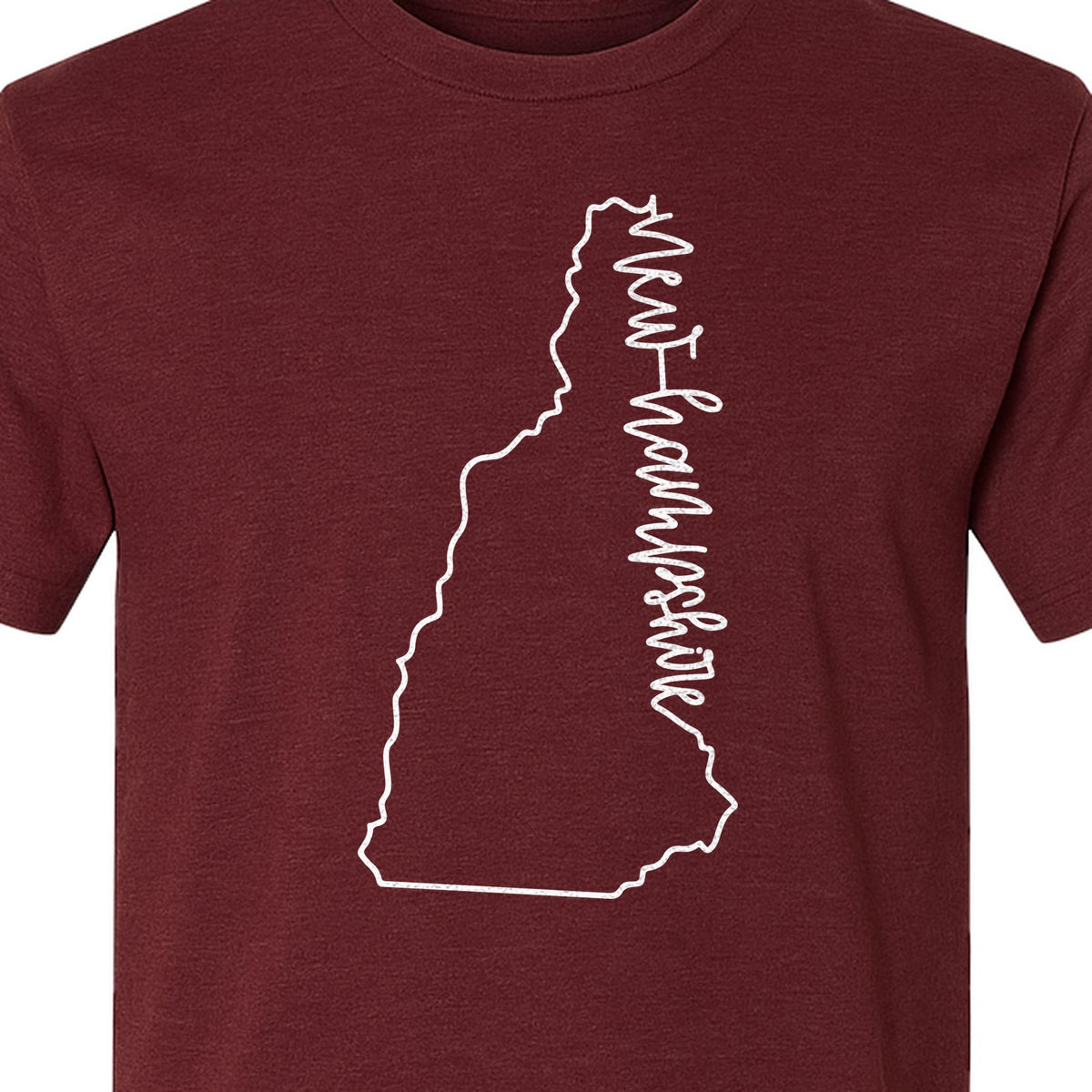 New Hampshire T-Shirt, Outline State Map Script Design for Travel and Home Pride