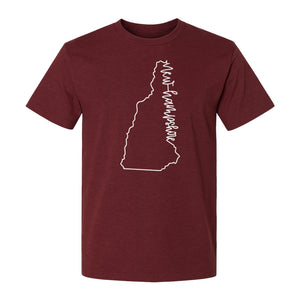 New Hampshire T-Shirt, Outline State Map Script Design for Travel and Home Pride