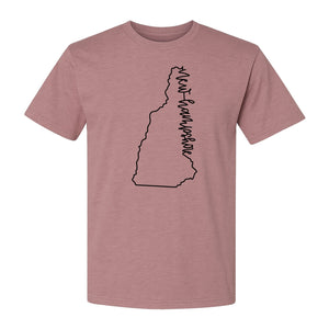 New Hampshire T-Shirt, Outline State Map Script Design for Travel and Home Pride