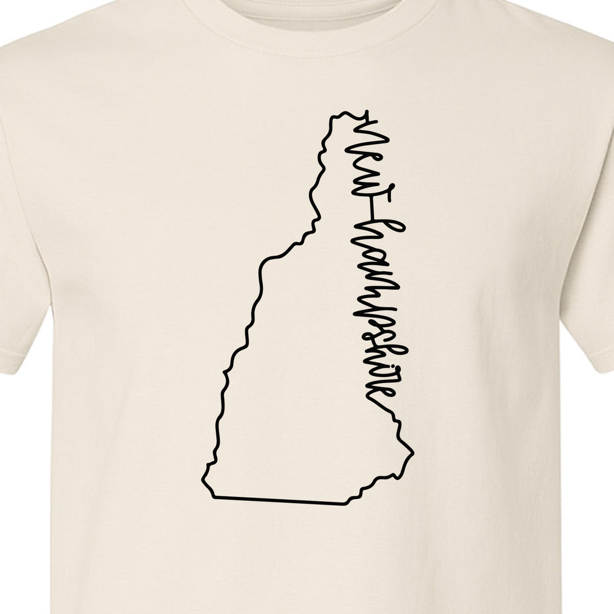 New Hampshire T-Shirt, Outline State Map Script Design for Travel and Home Pride