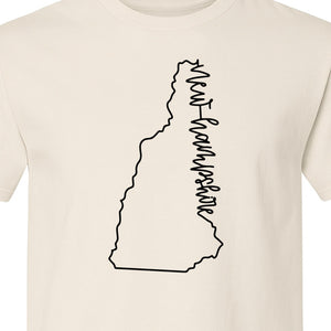 New Hampshire T-Shirt, Outline State Map Script Design for Travel and Home Pride