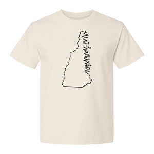 New Hampshire T-Shirt, Outline State Map Script Design for Travel and Home Pride