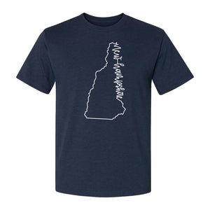 New Hampshire T-Shirt, Outline State Map Script Design for Travel and Home Pride