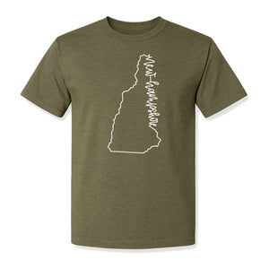 New Hampshire T-Shirt, Outline State Map Script Design for Travel and Home Pride