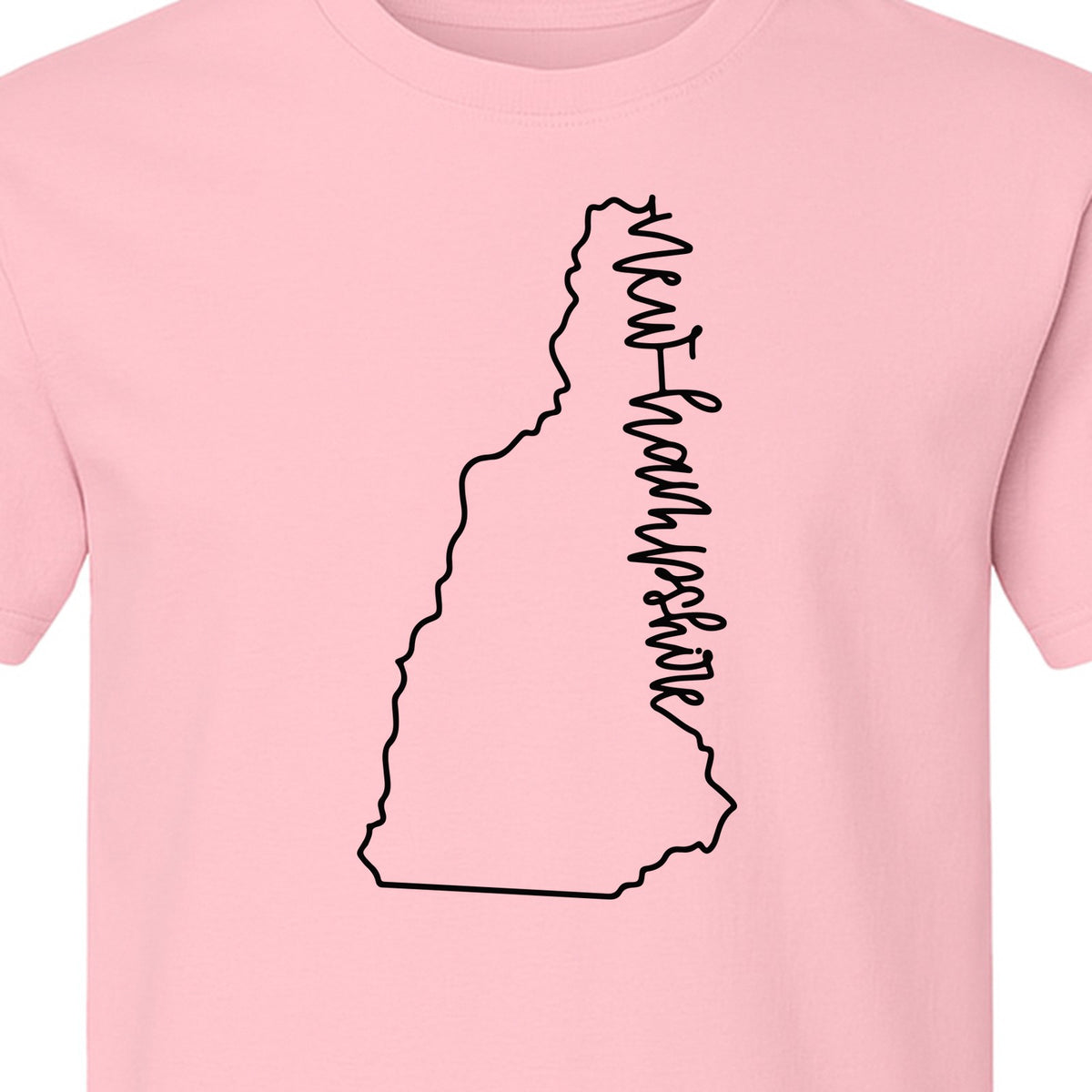 New Hampshire T-Shirt, Outline State Map Script Design for Travel and Home Pride