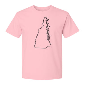 New Hampshire T-Shirt, Outline State Map Script Design for Travel and Home Pride