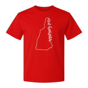 New Hampshire T-Shirt, Outline State Map Script Design for Travel and Home Pride