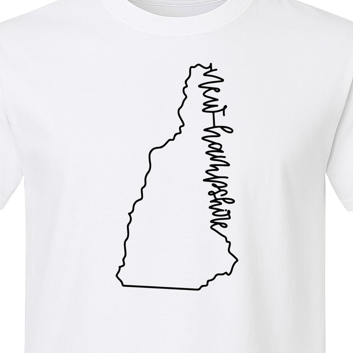 New Hampshire T-Shirt, Outline State Map Script Design for Travel and Home Pride