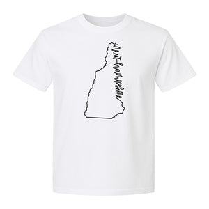 New Hampshire T-Shirt, Outline State Map Script Design for Travel and Home Pride