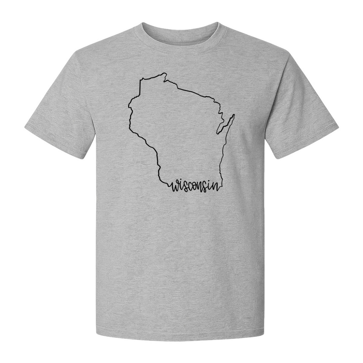 Wisconsin State Map T-Shirt, Outline Travel Souvenir for Residents and Visitors